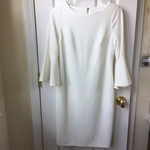Calvin Klein White Dress with Flared sleeves